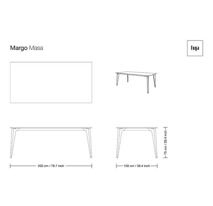 Стол обеденный MARGO DINING TABLE Nat. wal. veneer Natural walnut veneer  220X100X75 СМ. (FUG00178)