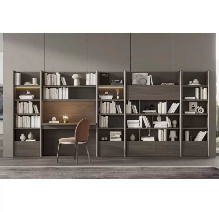 Стеллаж прямой ARAGON BOOKSHELF WALNUT WALNUT AMERICAN WALNUT 120X32X214 СМ. (NRM05979)