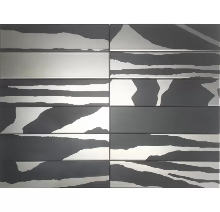 Керамическая плитка FLAT SAVANNAH BLACK & SILVER 7.5X30  7,5X30X8 (NCR02038)