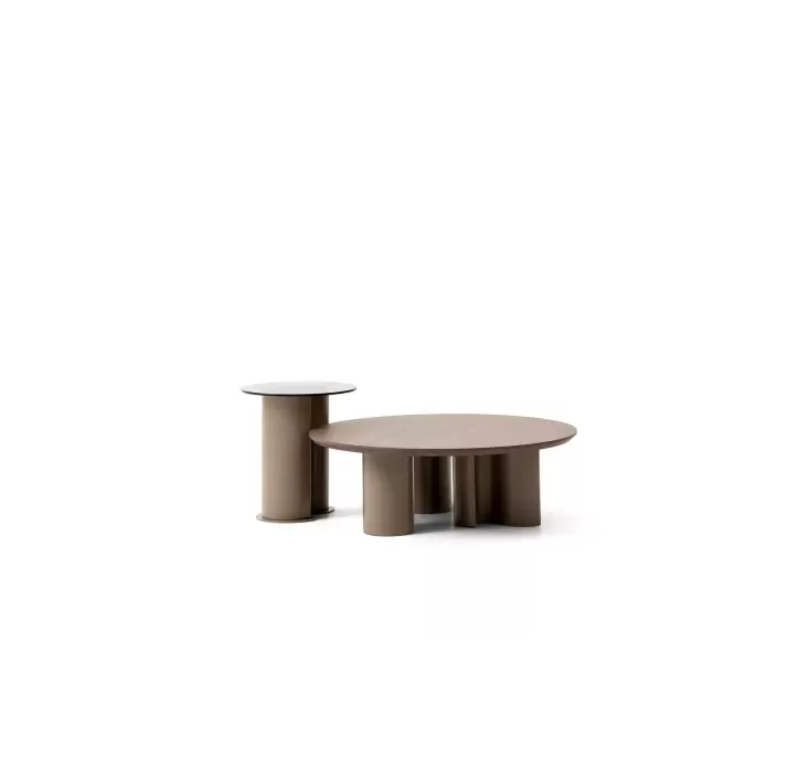 Стол журнальный PERA COFFEE TABLE ANTIQUE BRONZE AMERICAN WALNUT  90X90X30 СМ. (NRM05761)