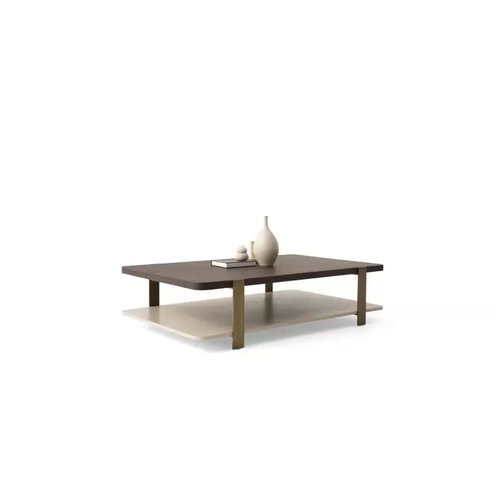 Стол журнальный HANNA COFFEE TABLE BRASS AMERICAN WALNUT  138X87X35 СМ. (NRM05824)