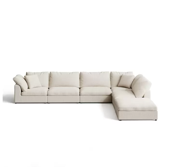 Диван CLOUD B102-404-302L/44/45/Бежевый PEARL 106 FABRIC/Гусиный пух-перо/встроенные/