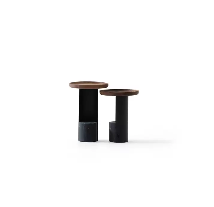 Стол журнальный RITZ SIDE TABLE BLACK MARBLE OAK MASSIVE  35X35X45 СМ. (NRM05862)