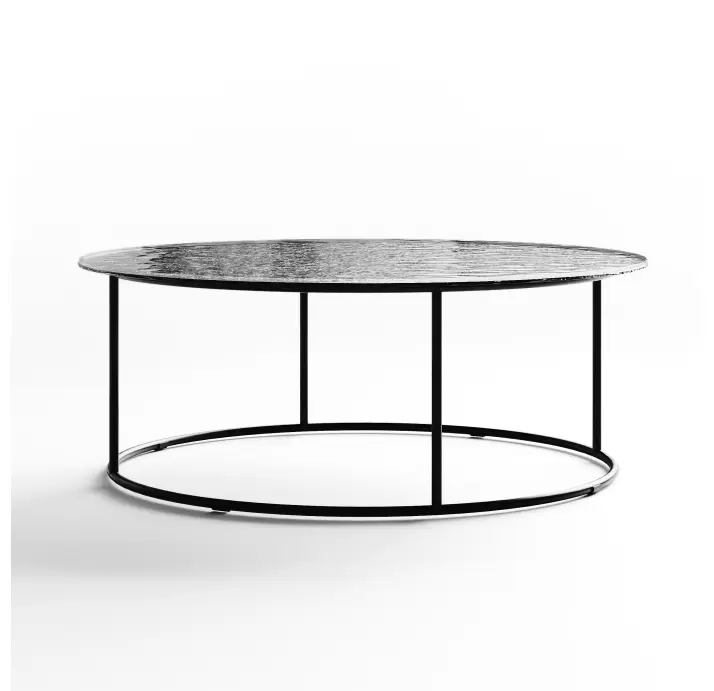 Стол журнальный ZEN COFFEE TABLE NERO VETRO MARTELLATO FUME  90X90X33 СМ. (NRM00590)