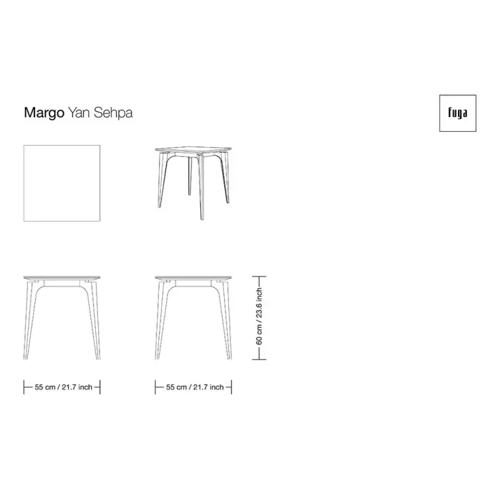 Стол журнальный MARGO SIDE TABLE Nat. wal. veneer Natural walnut veneer  55X55X60 СМ. (FUG00198)