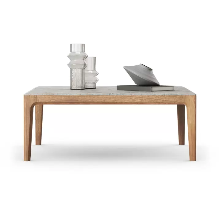 Стол журнальный PURA COFFEE TABLE Nat. wal. veneer MARBLE AURA  103X103X39 СМ. (FUG00201)