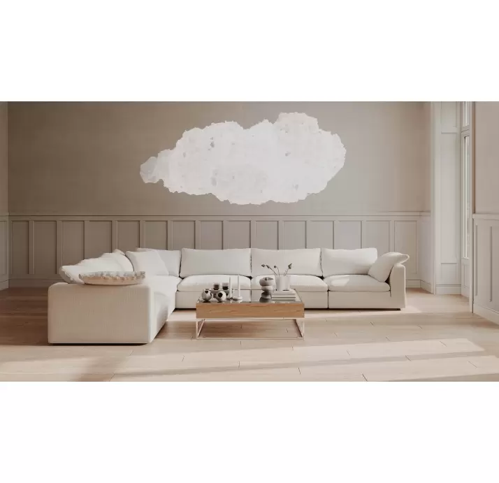Диван CLOUD B102-404-304B/44/45/Бежевый PEARL 106 FABRIC/Гусиный пух-перо/встроенные/