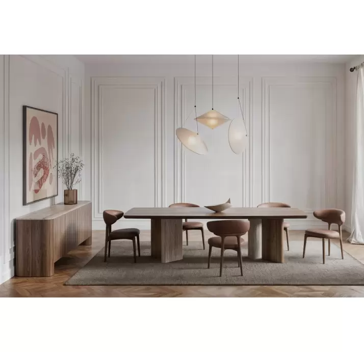 Стол обеденный AGATE DINING TABLE BROWN STONE MARBLE AMERICAN WALNUT  275X103X75 СМ. (NRM05801)