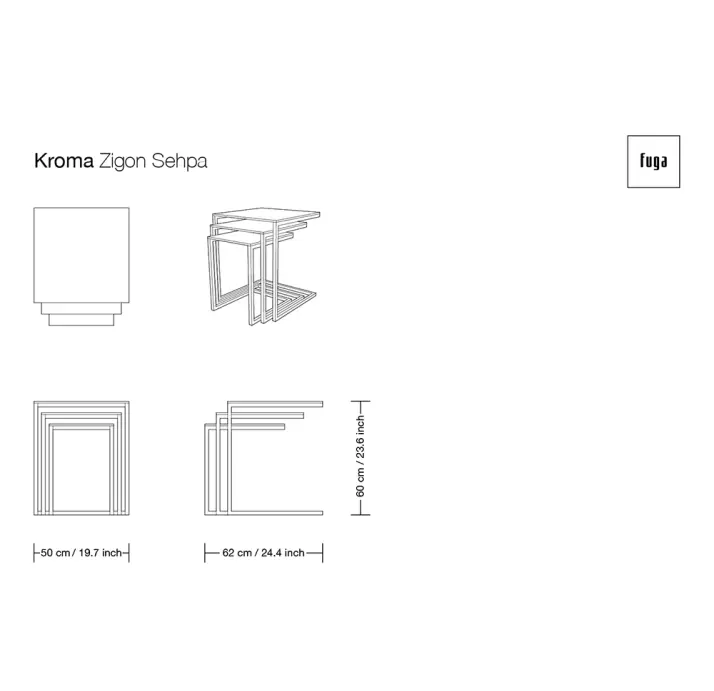 Стол приставной KROMA NESTING 3-SEAT COFFEE TABLE Glossy metal BRONZE MIRROR Natural walnut veneer 1