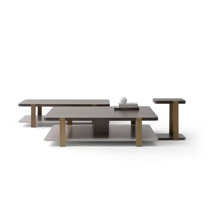 Стол журнальный HANNA COFFEE TABLE BRASS AMERICAN WALNUT  138X87X35 СМ. (NRM05824)