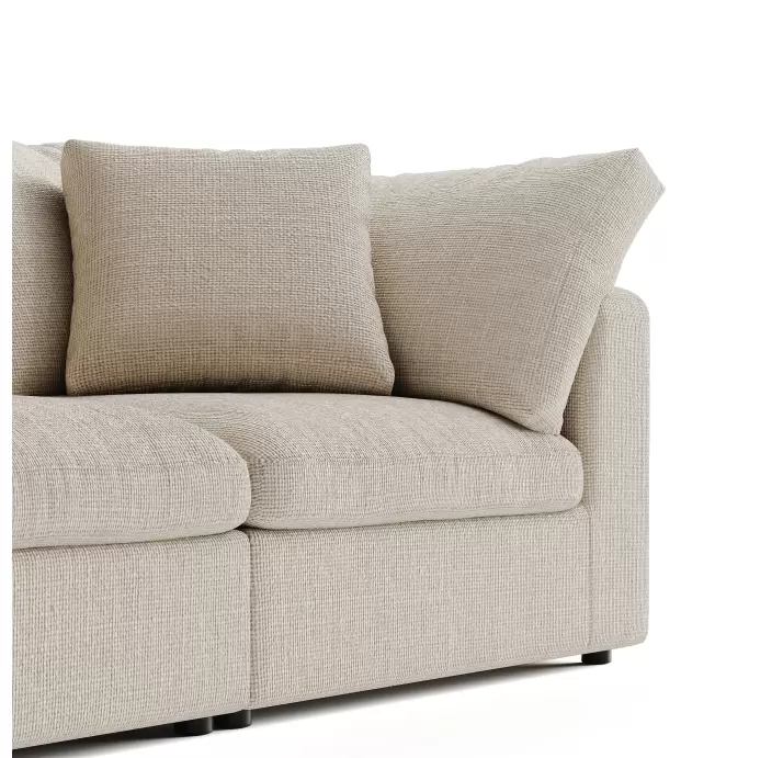 Диван CLOUD B96-200-96B/44/45/Бежевый PEARL 106 FABRIC/Гусиный пух-перо/встроенные/