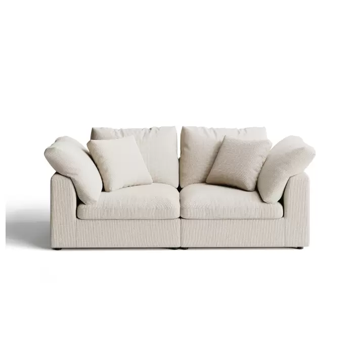 Диван CLOUD B96-200-96B/44/45/Бежевый PEARL 106 FABRIC/Гусиный пух-перо/встроенные/