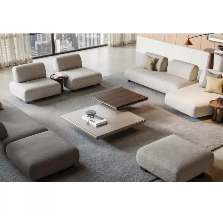 Стол журнальный SOUL COFFEE TABLE BEIGE AMERICAN WALNUT  104X104X35 СМ. (NRM05768)