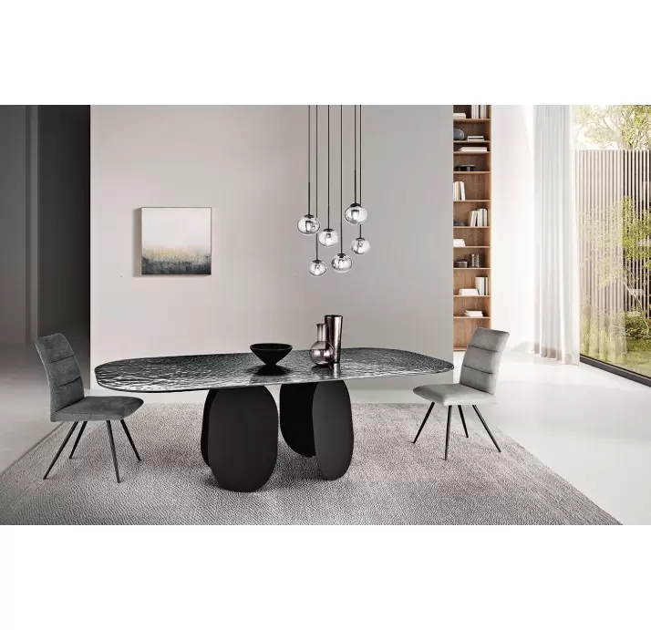 Стол обеденный POLLY DINING TABLE BLACK SMOKY PAINTED HAMMERED  240X110X75 СМ. (NRM00758)