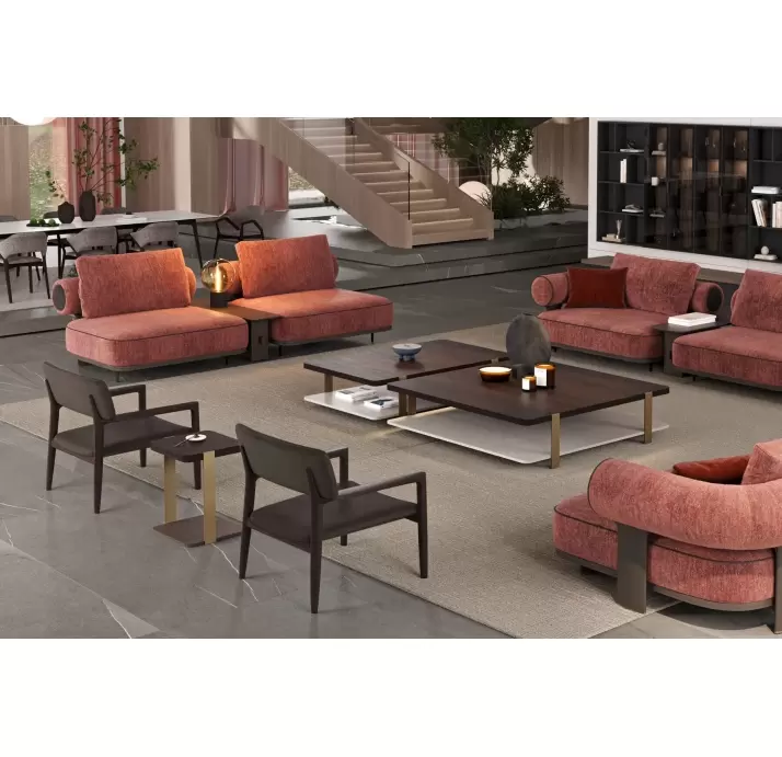 Стол журнальный HANNA COFFEE TABLE BRASS AMERICAN WALNUT  138X87X35 СМ. (NRM05824)