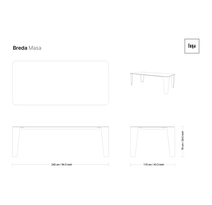Стол обеденный BREDA DINING TABLE BRASS STATIC VITALI PORCELAIN  200X100X76 СМ. (FUG00173)