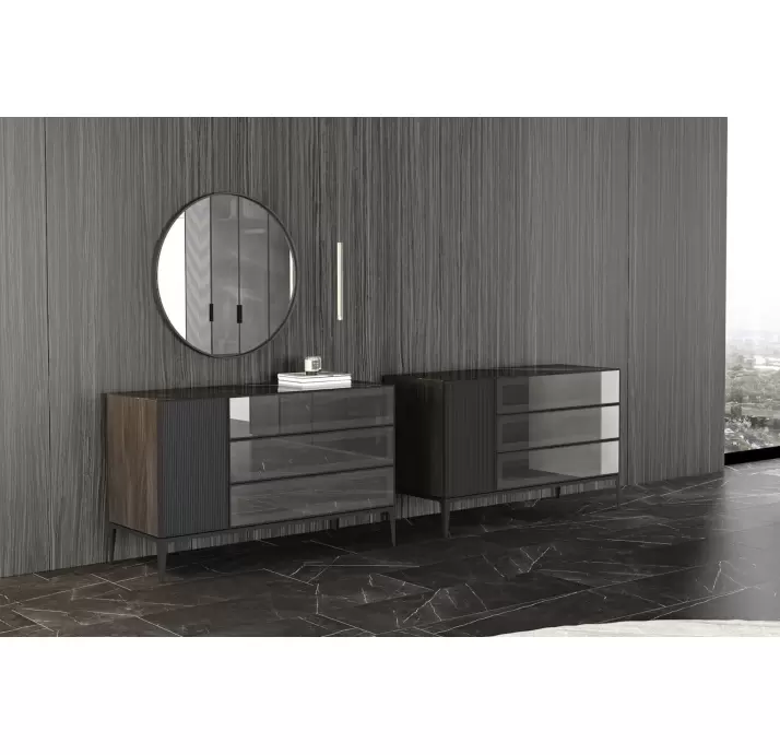 Комод MESSINA DRESSER WALNUT WALNUT GLASS 130X50X80 СМ. (NRM06037)